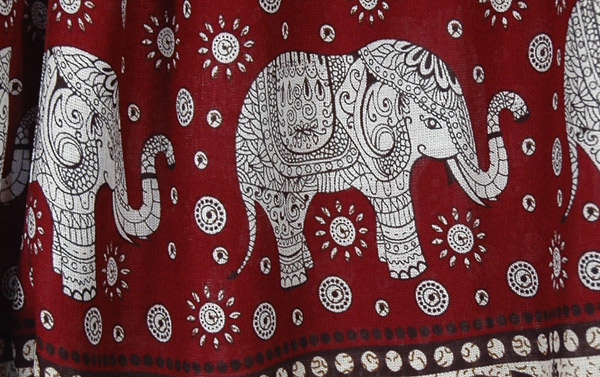 Red Rust Kids Harem Pants Elephant Print