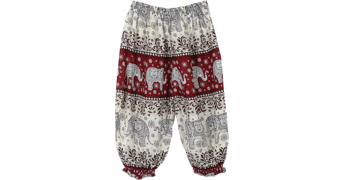 Red Rust Kids Harem Pants Elephant Print | Kids | Blue | Vacation, Beach