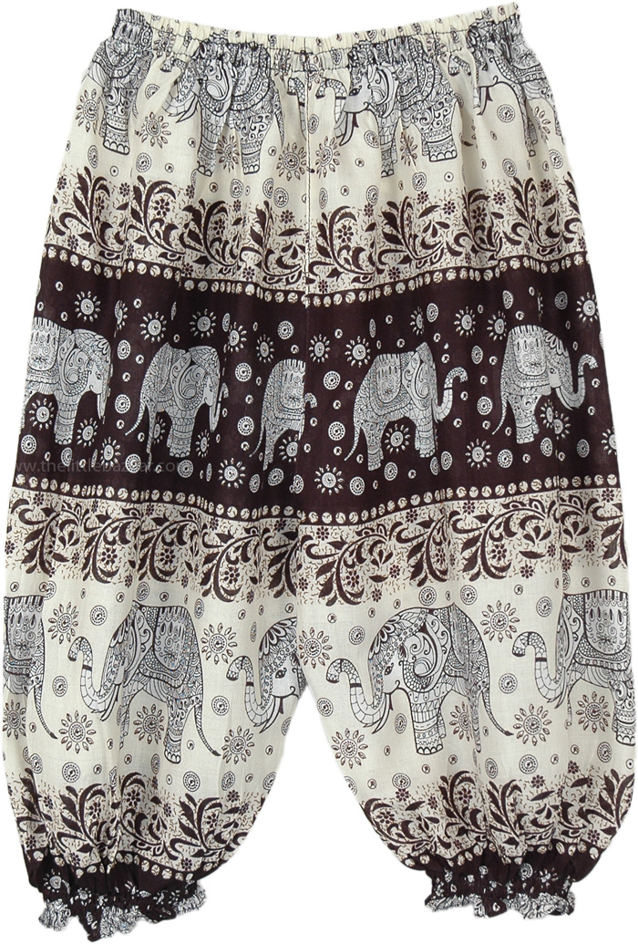 Elephant Print Toddler Harem Pants in Black and White