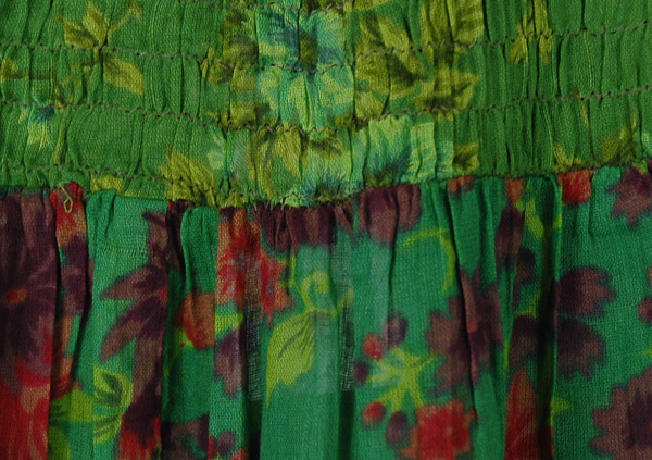 Lush Green Floral Printed Cotton Little Girls Skirt