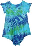 Blue Girls Knit Tie Dye Trapeze Dress [7145]
