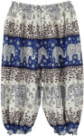 Elephant Print Hippie Harem Pants in Blue