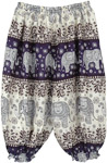 Dark Navy Blue Kids Harem Pants Elephant Print