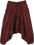 Red Unisex Kids Aladdin Style Cotton Pants with Elastic Waist [7586]