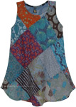 Summer Sleeveless Dress with Mixed Printed Patchwork [8416]