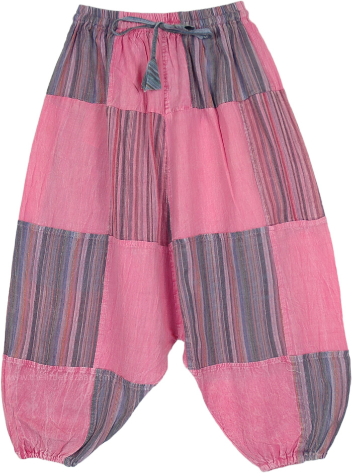 Pink Blush Kids Alternate Patchwork Cotton Harem Pants