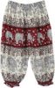 Red Rust Kids Harem Pants Elephant Print