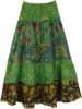Lush Green Floral Printed Cotton Little Girls Skirt