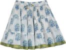 Floral White Short Summer Skirt For Little Girls