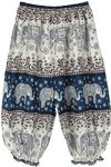 Cyan Blue Kids Harem Pants Elephant Print