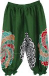 Solid Green Kids Harem Pants Mandala Print