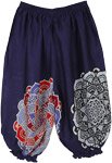 Solid Navy Blue Kids Harem Pants Hippie Print