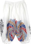 White Kids Harem Hippie Pants Mandala Print