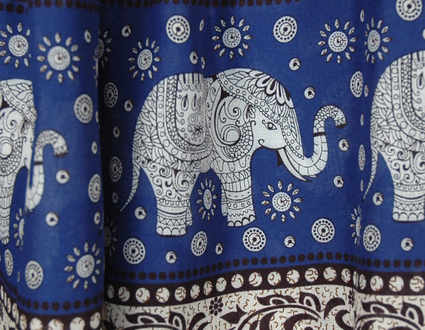 Elephant Print Hippie Harem Pants in Blue