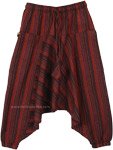 Striped Maroon Handloom Cotton Kid Harem Pants