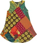 Yellow Fellow Multi Print Patchwork Little Girls Dress