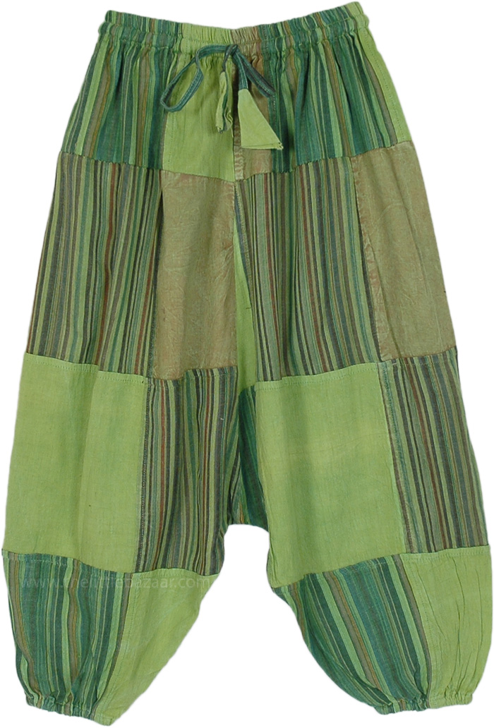 Green Dream Patchwork Cotton Kids Harem Pants