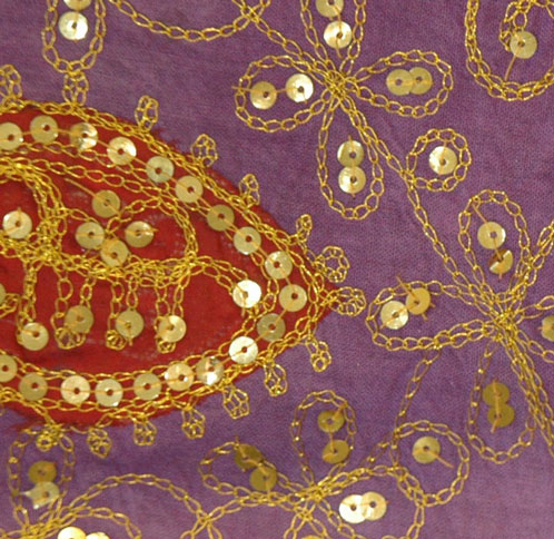 Purple Golden Handbag with Sequins