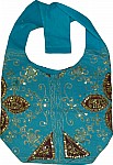 Turquoise Golden Handbag with Sequins
