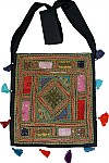 Black Embroidered Patchwork Handbag