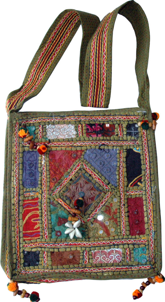 Olive Green Patchwork Handbag