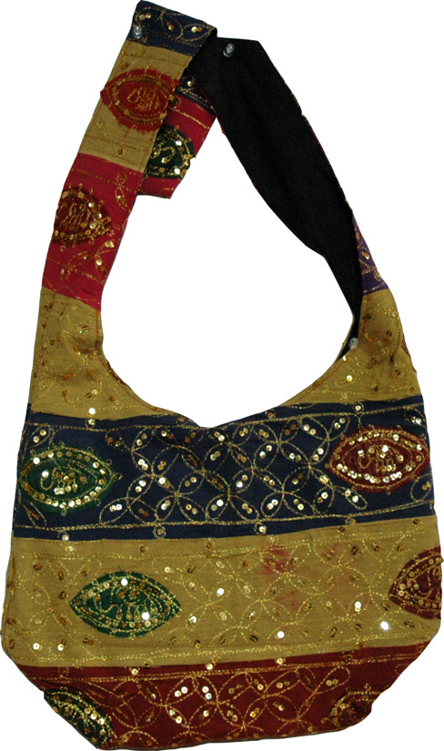 Large handbag with sequins, Sequin Handbag in Cotton