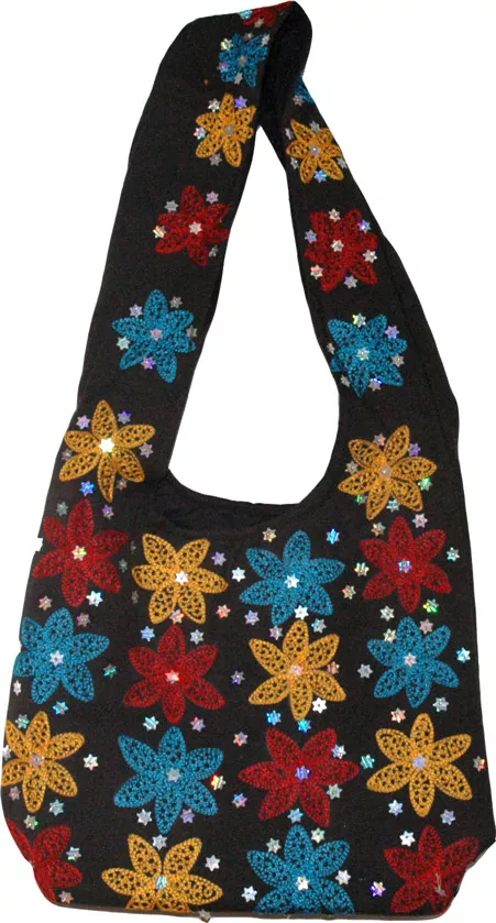 Chocolate Embroidered Shoulder Bag