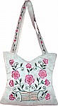 White Floral Silk Handbag