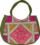 Green Patchwork Sequined Purse Bag