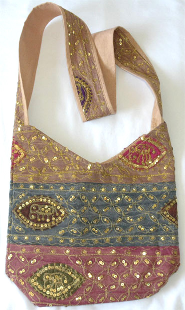 Bohemian Indian Shoulder Purse Handbag in Beige