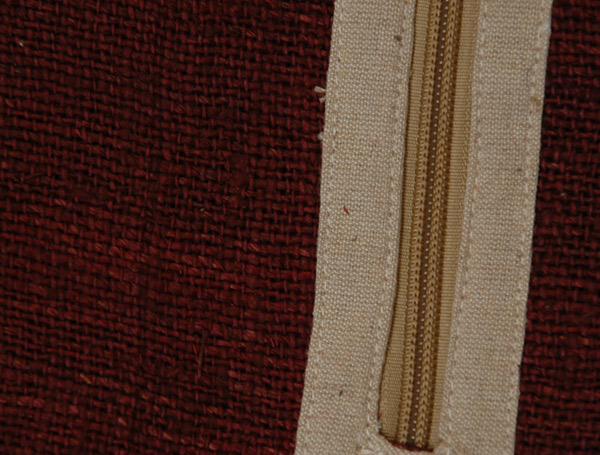 Earthy Hemp Boho Backpack with Red Trim