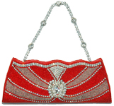Red Rhinestone Beaded Formal Party Purse