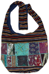 Sequin embroidery cotton shoulder bag