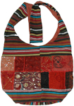 Sequin embroidery boho shoulder bag