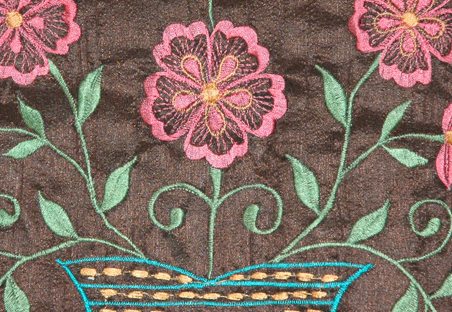 Brown Floral Silk Handbag