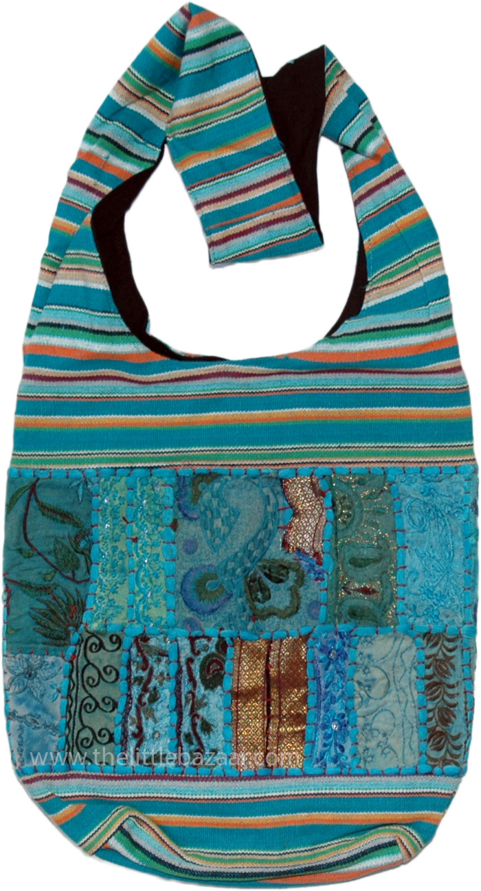 Columbia Blue Gypsy Patchwork Side Bag