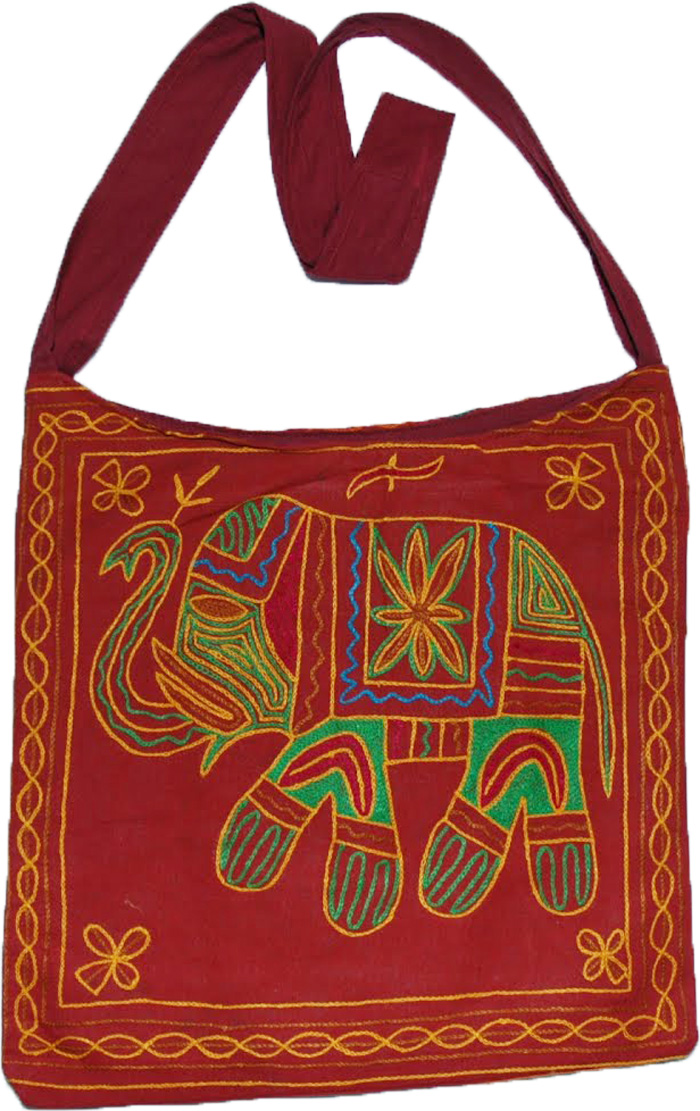 Falu Red Animal Embroidery Handbag