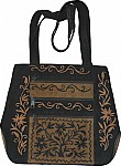 Suede Leather Embroidered Handbag Purse