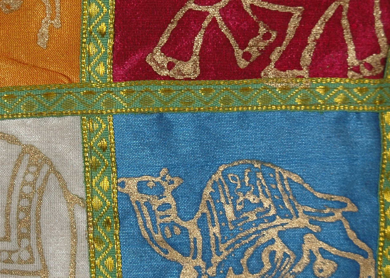 Elephants and Camel Gold Hand Stamped Sling Bag