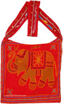 Turkish Sinopia Red Bag with Traditional Embroidered Elephant