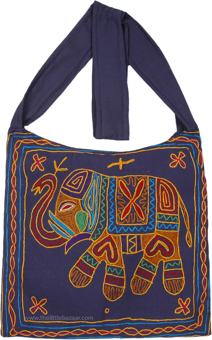 Navy Blue Elephant Bag Hippie Hobo Bag Sling Crossbody Bag 