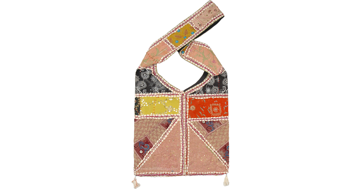 Dark Salmon Colored Gypsy Carry Bag with Hanging Tassels PursesBags