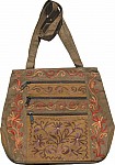 Suede Leather Embroidered Handbag Purse