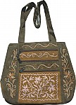 Suede Leather Embroidered Handbag Purse