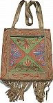 Suede Leather Embroidered Handbag Purse