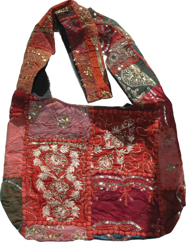 Patchwork and Sequins Handbag Purse