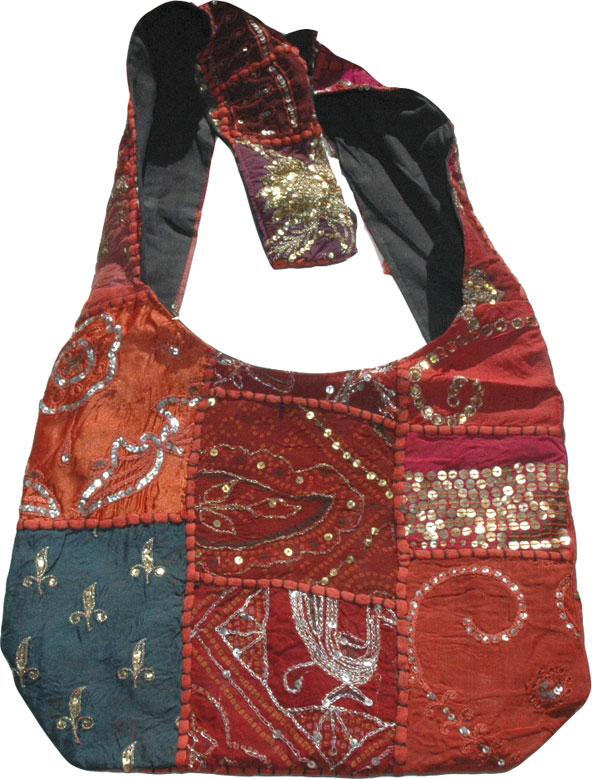 Patchwork and Sequins Handbag Purse