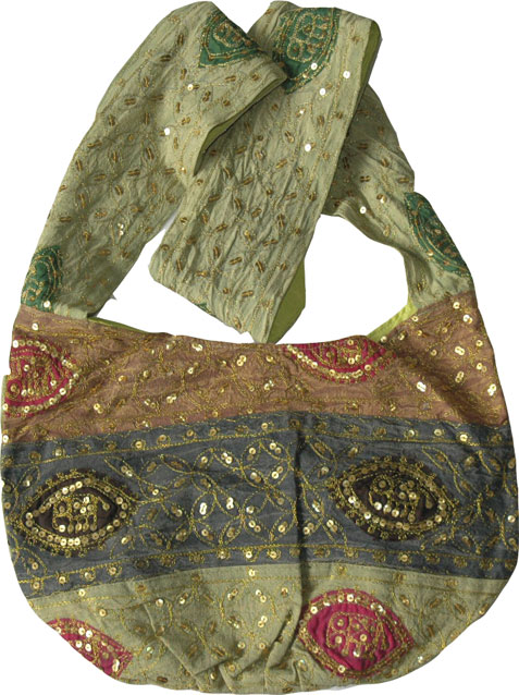 Bohemian Sequin Shoulder Purse Bag Green 