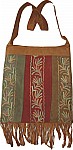 Suede Leather Embroidered Handbag Purse