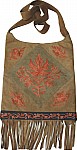 Suede Leather Embroidered Handbag Purse